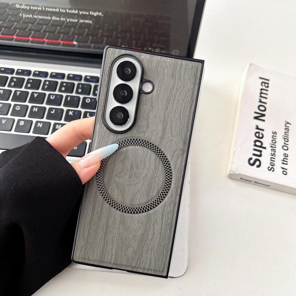 Compatible Samsung Z Fold Wood Grain Magnetic Phone Case