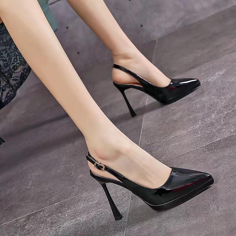 Pointed high heels women's stilettos spring new soft-soled banquet temperament one-word single shoes women's shoes tide