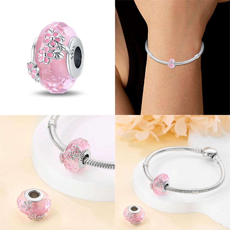 Compatible With Charm Bead Charms Ideal For Authentic Bracelets With 3mm Bracelets Diy Sea Blue Glass Bead Charms Copper Jewellery Making Ideal For Wo