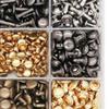 Double Sided Rivet Set Metal Studs Binding Studs Screws Assortment with Hole Punch Tool 4 Color