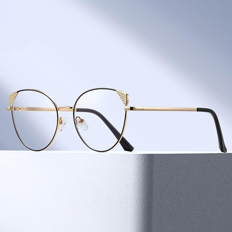 Lady Trendy Finished Myopia Glasses Women Cat Eye Round Frame Blue Light Blocking Eyewear Clear Lens Minus Diopter Eyeglasses