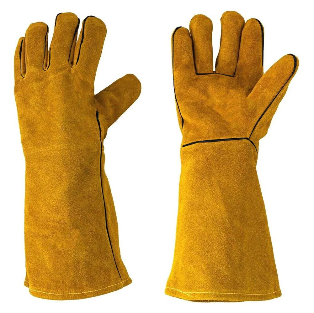 Durable Cowhide Split Leather Welding Gloves Heat Resistant Forge Welding Rigger Gloves Warehouse Animal Handling Yardwork