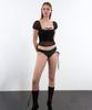 VINAJ Ribbon See-Through Puff Half-Top Bikini Bra (Black/Basic Pads Included)