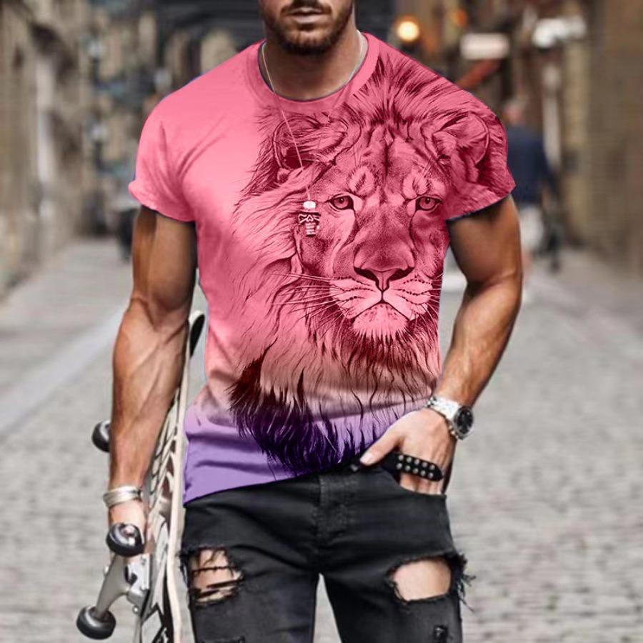 

Летние топы с рисунком животных, мужские футболки, одежда больших размеров, повседневная футболка с 3D принтом, топ с короткими рукавами и круглым вырезом, дышащие мужские рубашки 6XL