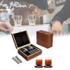 Luxurious Brown Granite Whisky Glasses Set With Whiskey Stones And Wooden Box