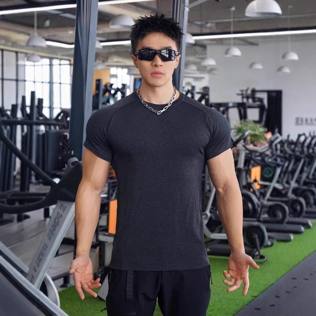 Men's Stretch Cotton Cuffed Short Sleeve Basketball & Running T-shirt