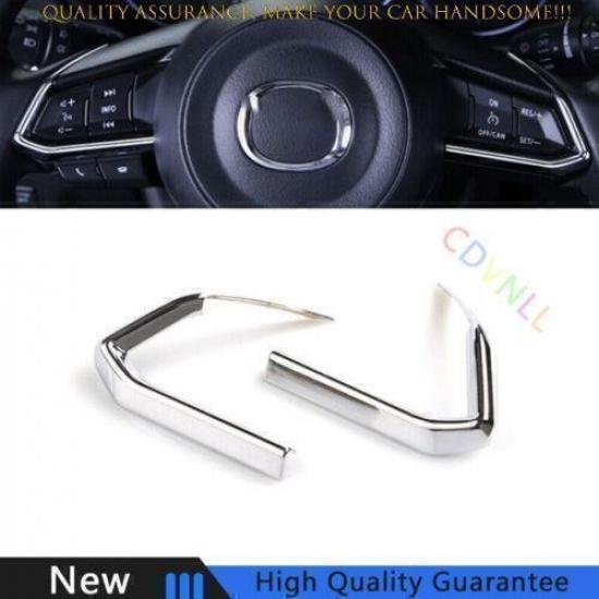 For Mazda 6 Atenza 2018-2021 Glossy Chrome Steering Wheel Control Strip Trim 2PC