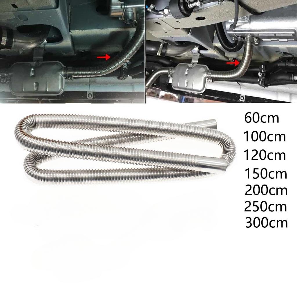 60-300cm tłumik wydechowy ze stali nierdzewnej tłumik zaciski wspornik odpowietrznik gazowy rura wąż zestaw wyciszający do samochodowego podgrzewacza powietrza na olej napędowy