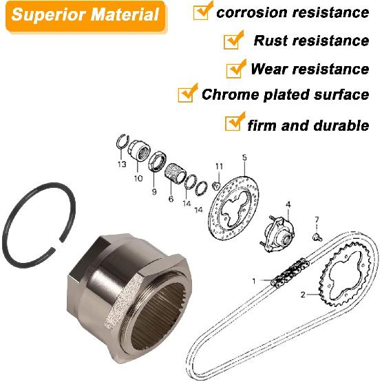 YMT Rear Axle Lock Nut Clip Bolt Jam Sleeve Fit for Honda TRX300EX TRX400EX TRX250X TRX400X ATC250R ATC350X