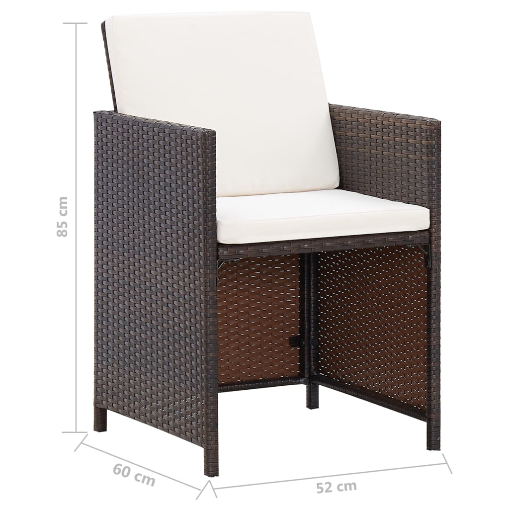 4 Piece Garden Chair and Footstool Set Brown Poly Rattan