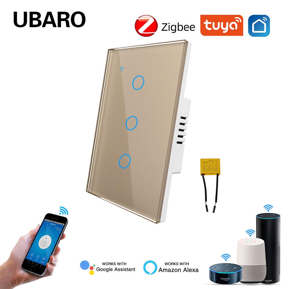 US Standard Zigbee Smart Glass Switch with Alexa Voice Control, App Support, and Customizable Single Zero Fire Switch