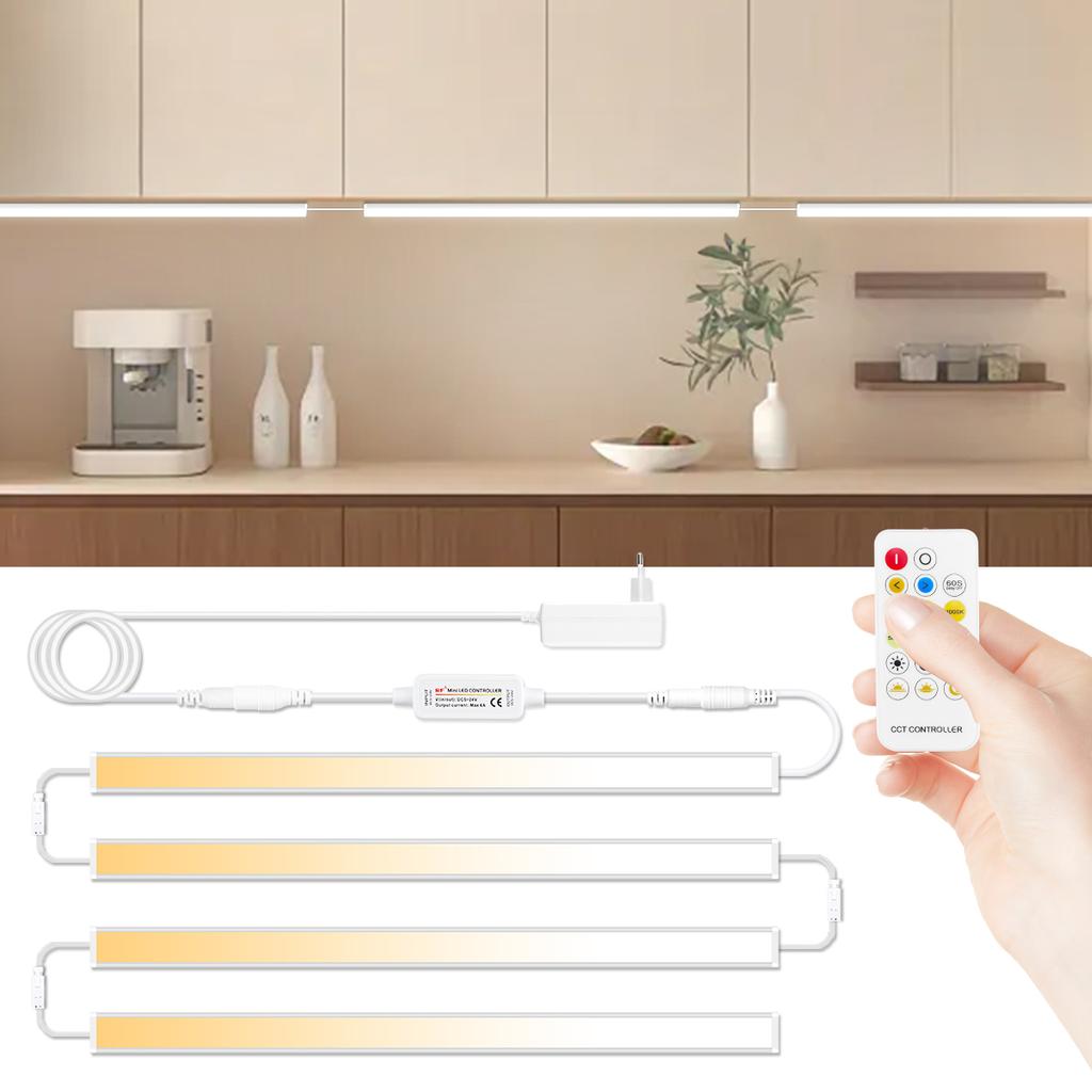 DC24V CCT Dimmable Under Cabinet LED Light Bar 48CM Linkable Aluminum 2700K-6500K Remote Control Kitchen Counter Workbench Lamp