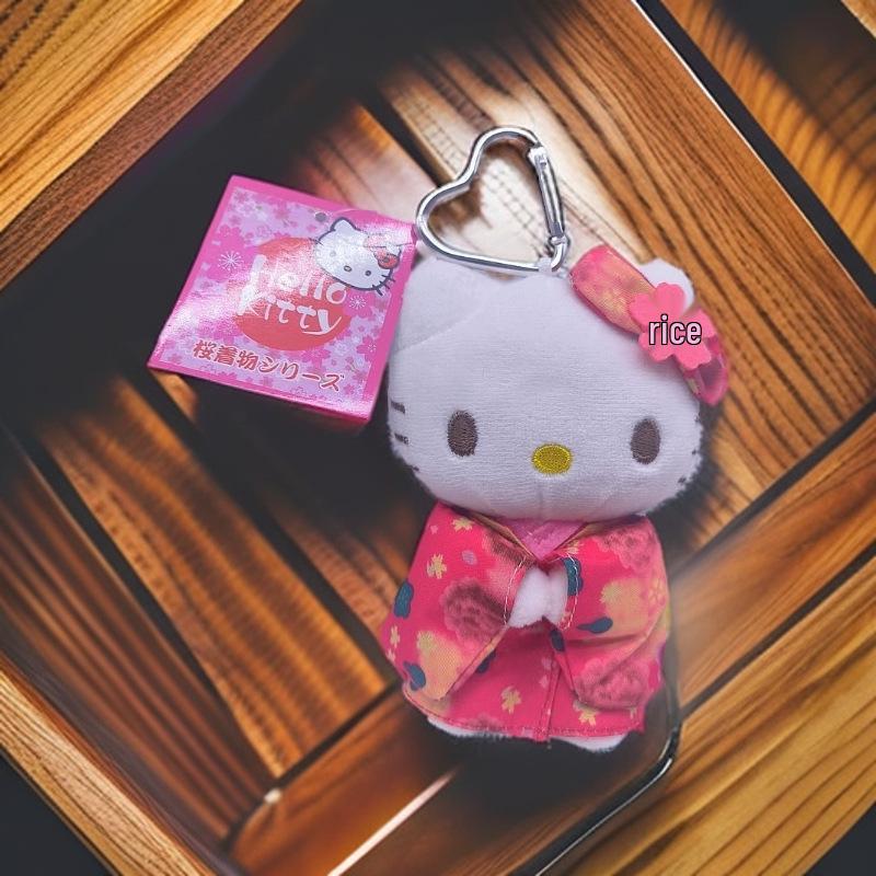 

Японский брелок-кукла в кимоно Сакура синий - Милый шарм для школьной сумки и кулон в подарок With Chain