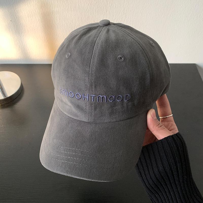 

Deep top wide brim baseball cap women s versatile face small cap big head circumference soft top letter embroidered hat Adjustable серый