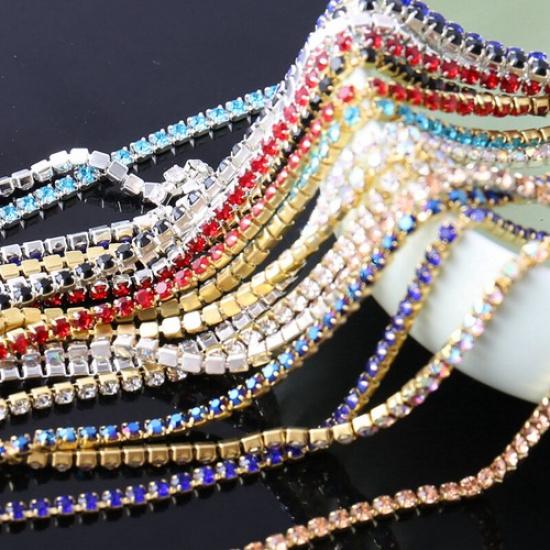 2.1 Yards DIY Bling Crystal Rhinestone Chain Trim Sewing Crafts Decoration Trim