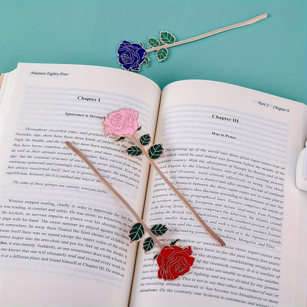 Exquisite Metal Rose Bookmark - Keeps Your BOOK In Style - Thoughtful Gift for Friends, Versatile Home School Office Accessory