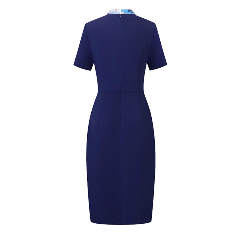 Toluoman Damen Marineblaues Professionelles Bleistiftkleid