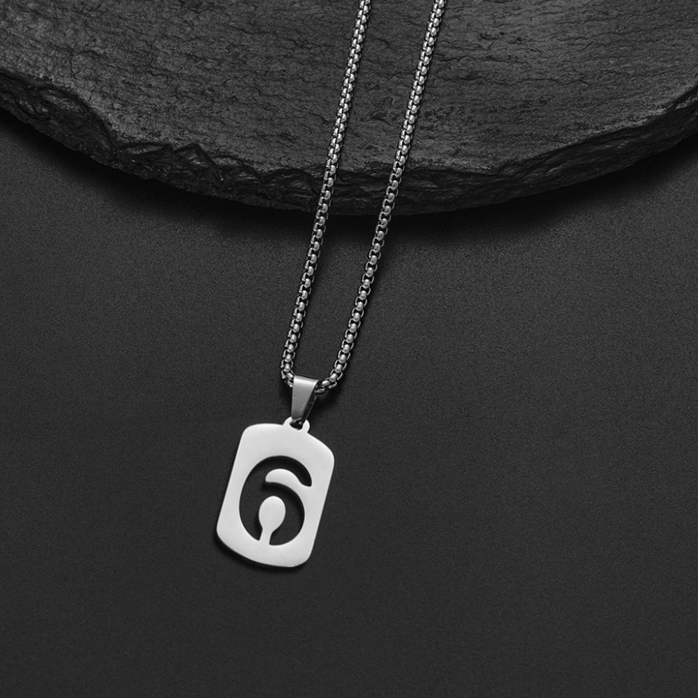 Trendy Titanium Steel Arabic Numeral Stainless Steel Hip Hop Necklace