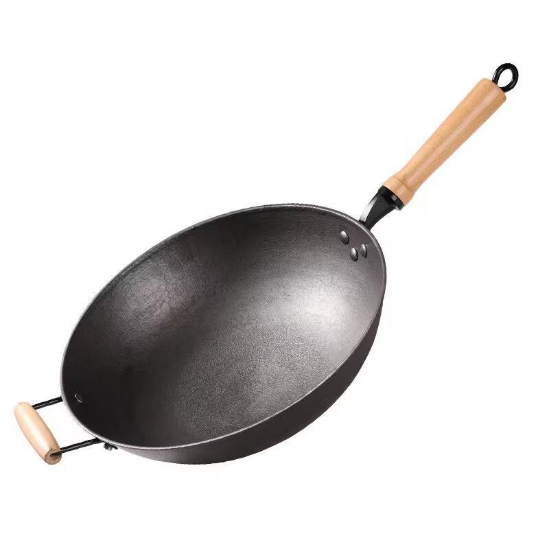 Zhishi 34cm Cast Iron Wok with Helper Handle