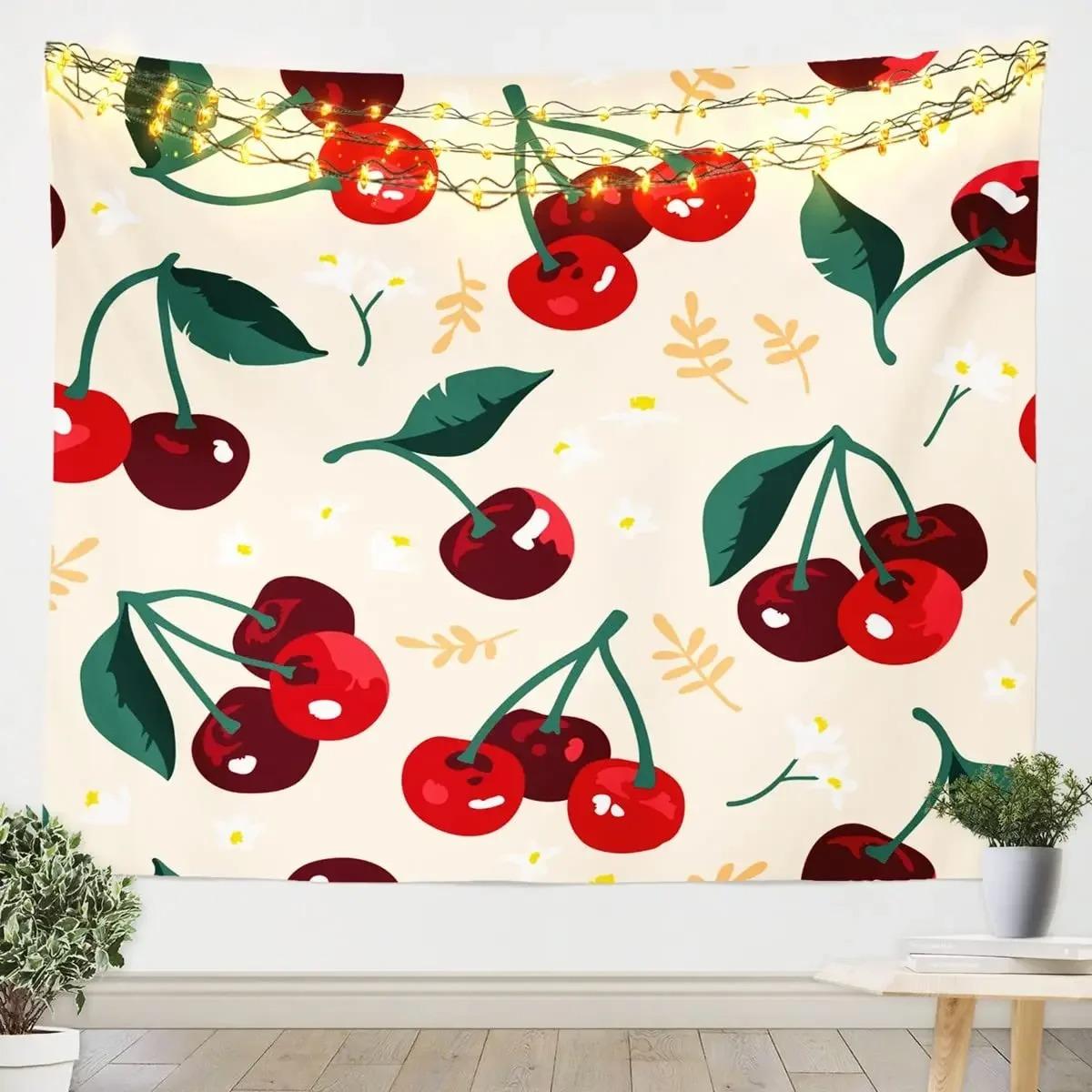 

Летний вкусный гобелен с фруктами и вишней, украшение для офиса, гостиной, настенный гобелен для дома 100x75cm