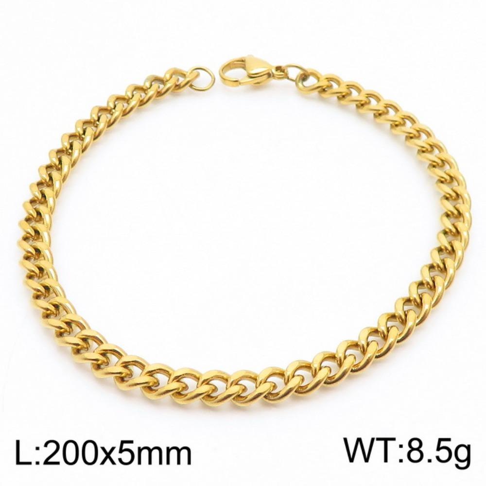 Jewelry Side Flat Chain Stainless Steel Chain, Simple Titanium Steel Men's Trend Hip-hop Bracelet Accessories