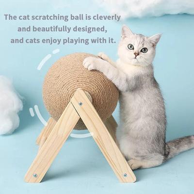 Cat Cratchers Ball Toys Sisal and Wood Stable Triangle Cats Indoor Stuff Sturdy Scratching Cool Scratch On Stand Spin