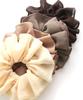 VINGTAINE Ruffled Chiffon Scrunchie Hair Accessory in Muted Simple and Sophisticated for Everyday Use Colors, (HS-160-BEPK)