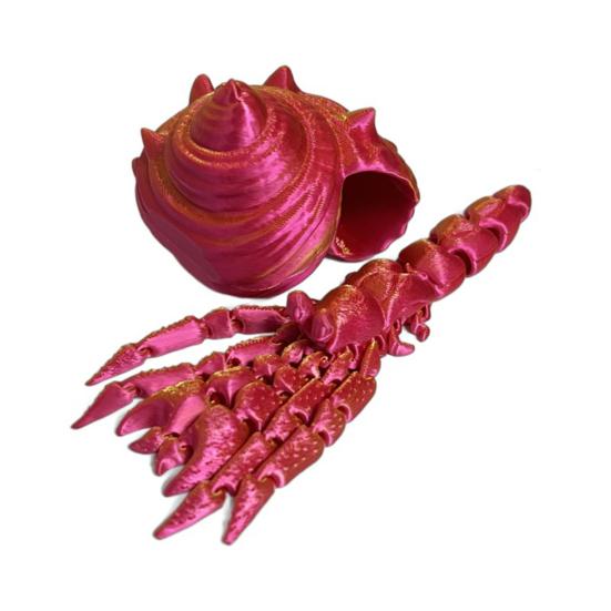 3D Printed Hermit Crab Action Figure Multi-jointed Movable Crab Model Articulated Animal Figurine Desktop Decoration Kids Adults Gift