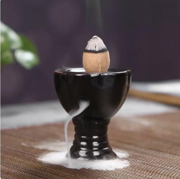 Leaf Tower Incense Ceramic Burner Fragrance Holder Backflow Censer Creative Aromatherapy Smoke Reflux Incense Stick Incense