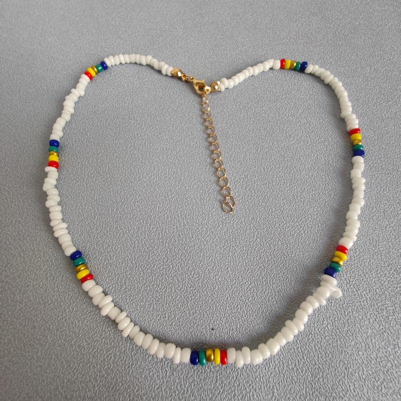 

Fashion Colorful Rice Beads Necklace for Woman String Beaded Short Chic Clavicle Chain Necklace Girls Summer Jewelry Wholesale
