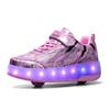 Boys Walking Shoes Kids Roller Shoes Two Wheels Automatic Button Invisible Skates Fashion Girls Students with Light Shoes