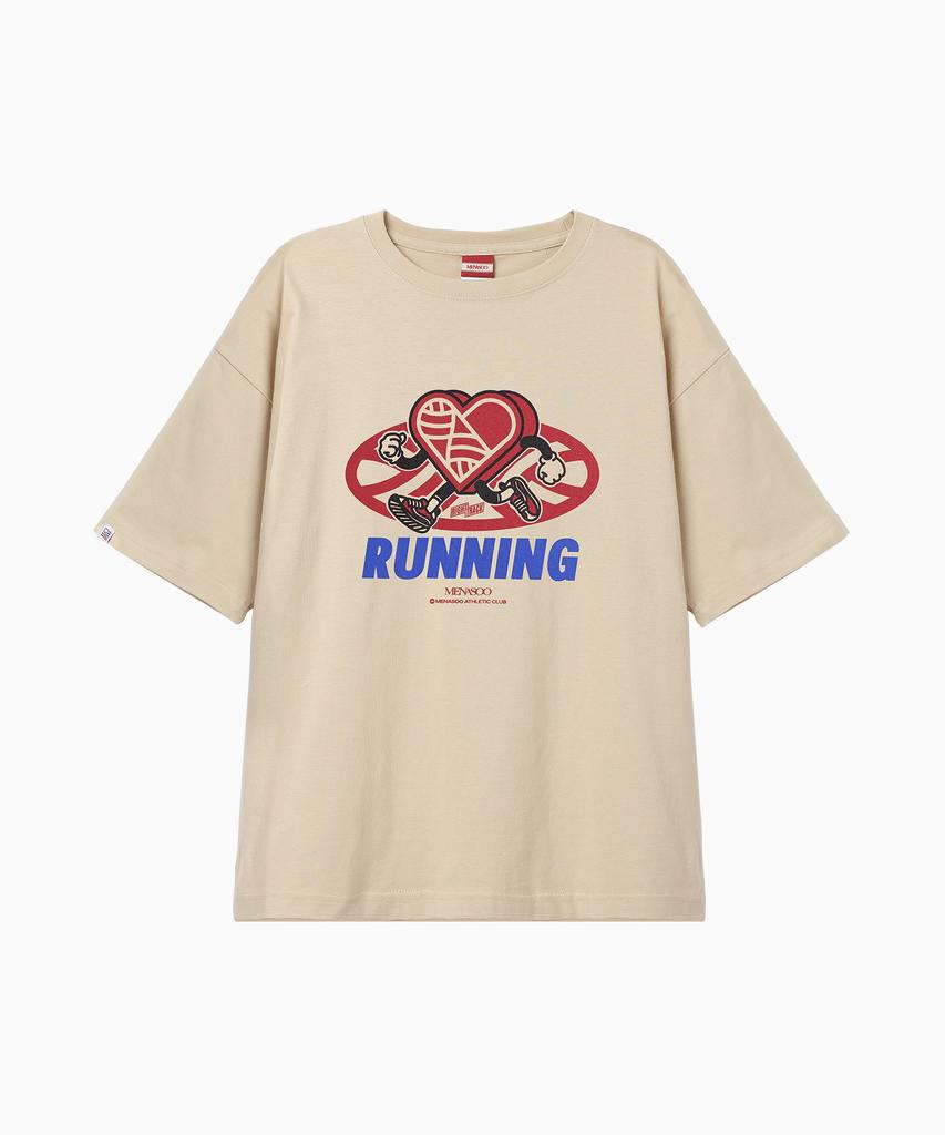Minasu New Big Hearttrack Graphic T Shirt_Oatmeal