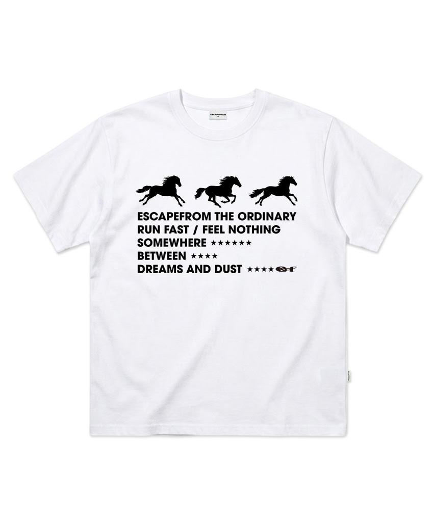 ESCAPEFROM [Escf X Hot Today] Stardust Horses Print Oversized Short Sleeve T-Shirt White