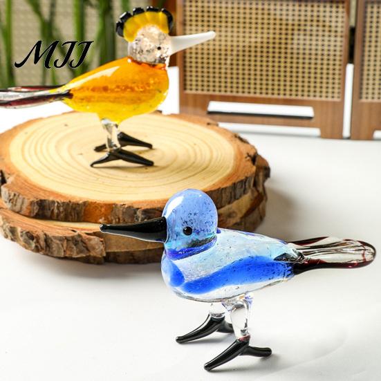 Crystal Glass Bird Collectibles Hand Blown Figurines, Colorful Mini Statues, Art Unique Crafts for Shelves Animal Ornaments Tea Table Bookshelf