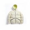 Unisex Kapuzen-Pufferjacke Baumwollfüllung Warmer Wintermantel Lockere Passform Reißverschluss vorne Bestickt Einfarbige