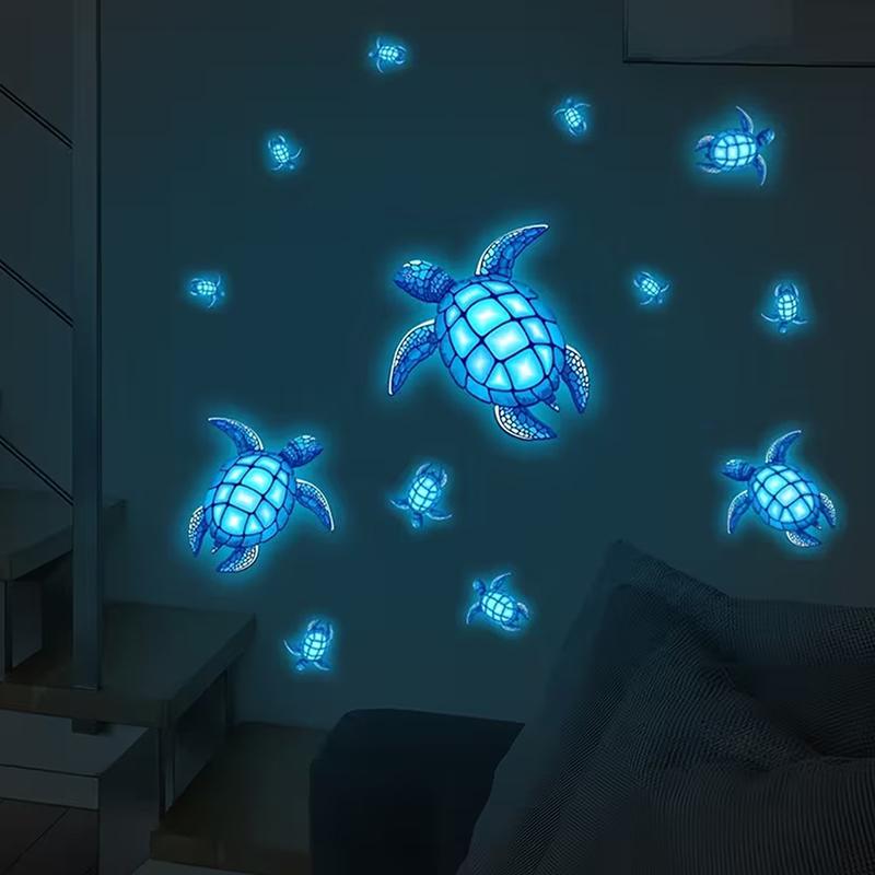 

Glow-in-the-Dark Turtle Toilet Stickers Self-Adhesive Removable Wall Decals Room Decor, Glow Under UV, Car Sticker Wall Decor A