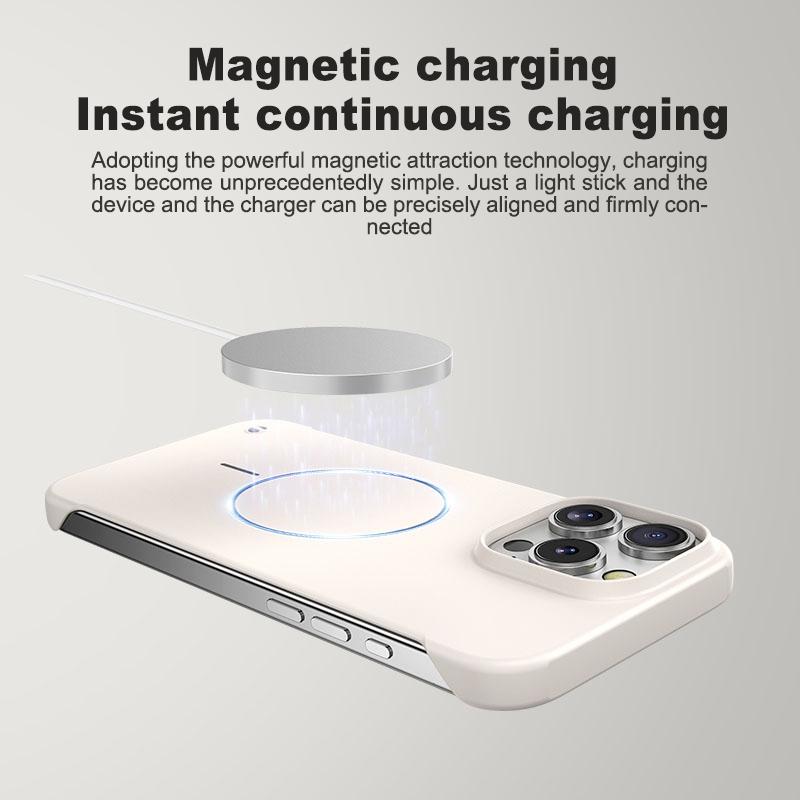 Luxury Frameless Slim for Magsafe Phone Case For iPhone 16E 15 Pro 14 Pro Max 13 12 Wireless Charge Shockproof Magnetic Hard PC Bumper Cover