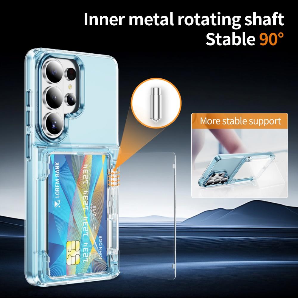 Folding Slot Card Holder Transparent Case For Samsung S26 Ultra S25 Plus S24 S23 Clear Wallet Stand Shockproof Acrylic PC Cover