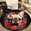 1pc French Bulldog Chair Carpet for Office, Round Non Slip Durable Large Size Office Carpet, Suitable for Office