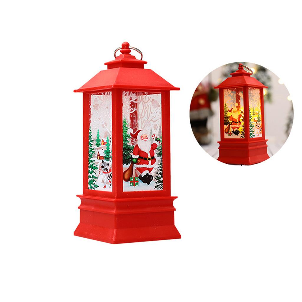 Christmas Lantern Ornament Santa Claus Snowman Elk Night Light Xmas Decorations New Year Gift