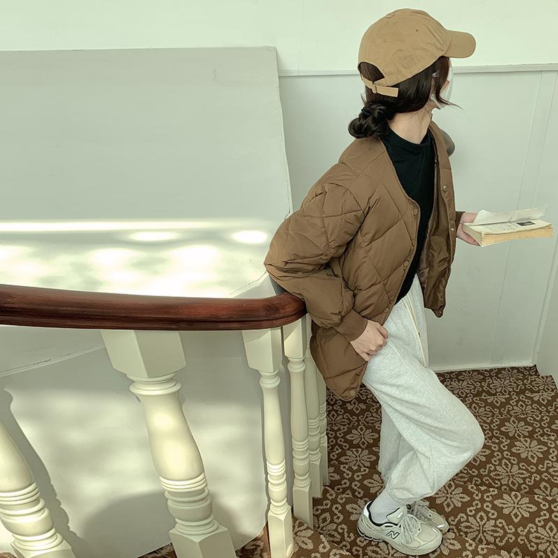 Autumn and Winter New Cotton Clothes Women's Light and Thin Short Loose Crew Neck Cotton Jacket Jacket