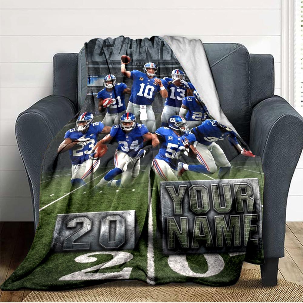 Name Custom New York Giants Print Flannel Blanket High Quality Warm Comfortable Cover for All Seasons Perfect for Gifts Home Decor