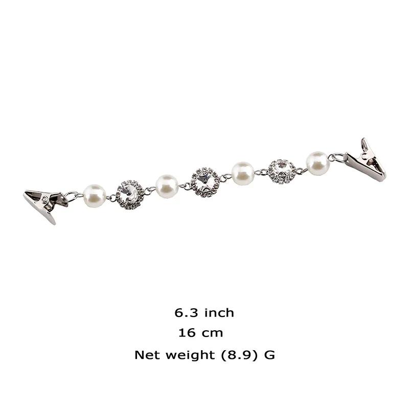 1Pcs Duck Clips Flexible Beaded Pearl Pin Brooch Cardigan Collar Clip Buckles Clothing