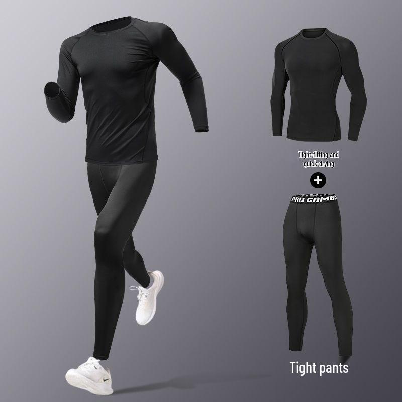 T5J Men's Quick-Dry Fitness Set: Running, Basketball, Football Training - Breathable, High-Elastic Sportswear for Autumn
