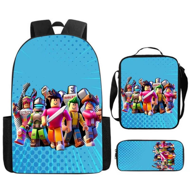 ROBLOX Themed Kids Backpack School Lightweight Durable Oxford Fabric Bag With Padded Straps Cartoon Print Grades 1-9