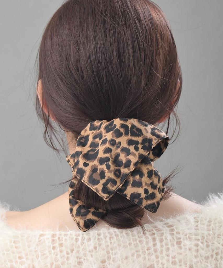 VINGTAINE Square Leopard Print Hair Cute for Adult Scrunchie, Tie, Updos, Women, HS-228