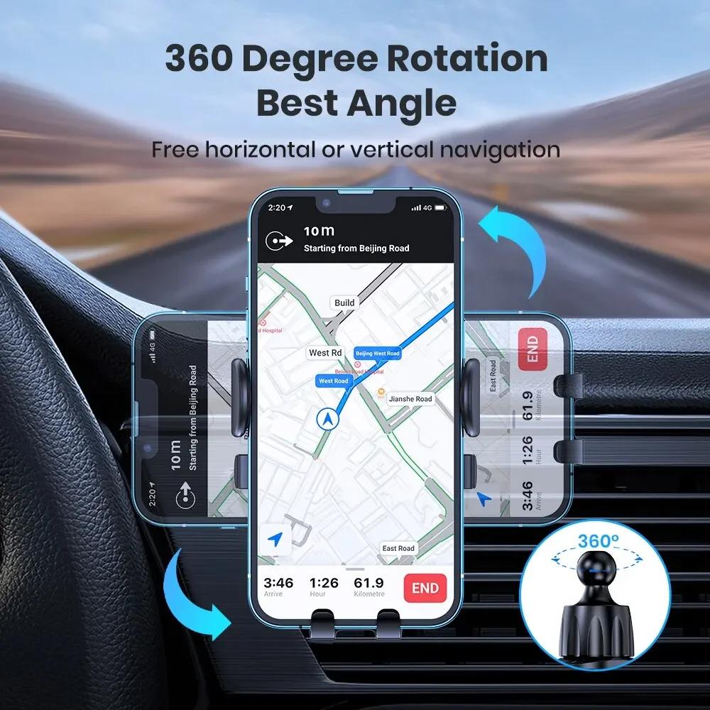 Car Vent Phone Holder with Auto-Lock - Universal Car Mount with One-Touch Release & Carbon Fiber Design