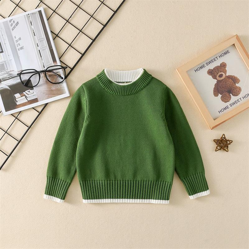 2025 Kids  Fake Cardigan Round Neck Sweater - Spring/Autumn/Winter, Korean Style Parent-Child Outfit 110 cm