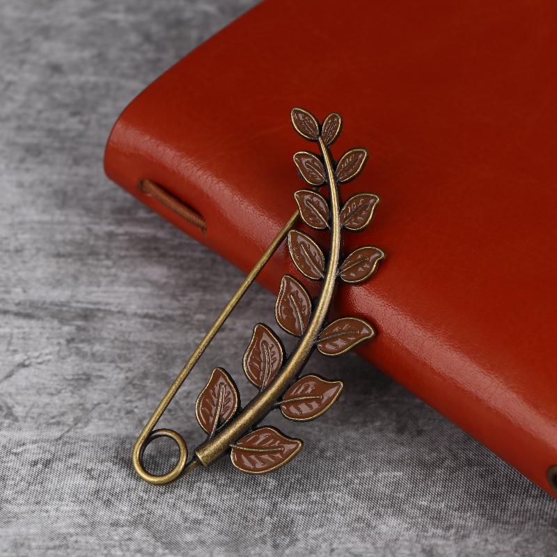 Large Brooches Twig Feather Decoration Vintage Bronze Brooch Sweater Scarf Buckle Cardigan Suit Big Pin