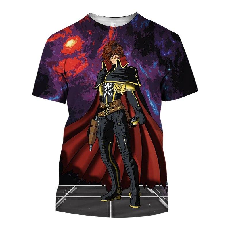 Space Pirate Captain Harlock Albator T-Shirts Anime 3D Print Streetwear Men and Women Casual Fashion Oversize Tees Kids Plus Size Tops